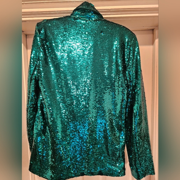 NWT Forever 21 Emerald Sequin Blazer size Medium - Picture 3 of 4